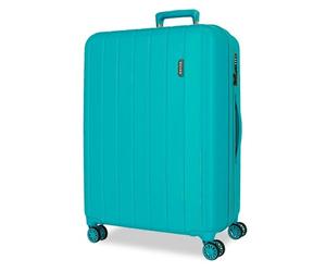 Movom Wood Large Suitcase Blue 53x78x31cm Rigid 4.8kg TSA Lock ABS 4.8kg 108L Extendable, Blue, One Size, Large Suitcase