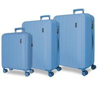 MOVOM Wood Denim Luggage Set 53x78x31 cm Rigid ABS Integrated TSA Closure 217L 11.4kg 4 Double Wheels Extendable Hand Luggage