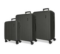 MOVOM Wood Luggage Set Grey 55/65/75 cm Rigid ABS Closure TSA 217L 11.3 kg 4 Wheels Double Hand Luggage, Grey, One Size, Suitcase Set