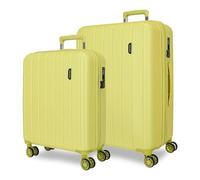 Movom Wood Luggage Set Yellow 55/65 cm Rigid ABS Closure TSA Integrated 119L 6.75 kg 4 Wheels Double Hand Luggage, Lemon Tree, Suitcase Set