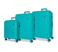 Movom Wood Suitcase Set Blue 55/68/78 cm Rigid 11.4 kg TSA Closure ABS 11.4 kg 190L Extendable Hand Luggage, Blue, One Size, Suitcase Set