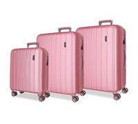 Movom Wood Suitcase Set Pink 55/68/78 cm Rigid 11.4 kg TSA Closure ABS 11.4 kg 190L Extendable Hand Luggage, Pink, One Size, Suitcase Set
