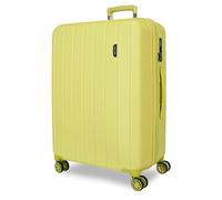 MOVOM Wooden Cabin Suitcase Medium Large and Sets Rigid ABS TSA Lock 4 Double Wheels Extendable Carry On Luggage by Joumma Bags, Yellow, 53 cm x 78 cm x 31 cm, Large Suitcase 75