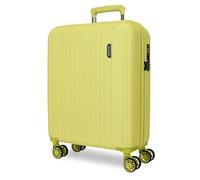 Movom Wooden Cabin Suitcase Medium Large and Sets Rigid ABS TSA Lock 4 Double Wheels Extendable Carry On Luggage by Joumma Bags, Yellow, 40x55x20 cm, Cabin case