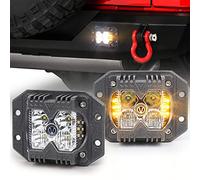 MOVOTOR Flush Mount LED Pods, Combo Offroad Driving Lights With Separate Amber Solid/Strobe Side Shooters, Backup Reverse Cube Working Light for Truck Jeep ATV SUV 4x4