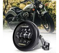 MOVOTOR MOT Approved Universal Motorcycle Headlight 5.75 inch Headlight with DRL+ Headlamp Housing Bucket for Harley India Scout Suziki