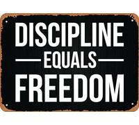 Movstrb Gym Metal Tin Sign Discipline Equals Freedom Poster Painting Club Garage Gym Design Ideas Wall Decor Retro Poster 8x12 Inch
