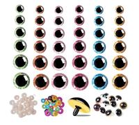 Movstriker 180Pcs 3D Glitter Safety Eyes for Crochet Toys, 12-30mm Crochet Eyes with Washer, Safety Eyes for Amigurumi Plush Animal Crochet Bear Crafts Making, Stuffed Animal Eyes, 6 Color