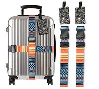 Movstriker 2 Pack Luggage Straps for Suitcases, Personalised Suitcase Straps with 2 Luggage Tags, Adjustable Heavy Duty Luggage Belt with Quick Release Buckle Suitcase Belts Travel Accessories