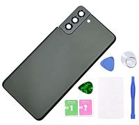 MovTEK Back Glass Replacement Genuine for Samsung S21+ Plus 5G G996B Rear Housing Battery Cover with Camera Lens and Tools Kit (Phantom Black)