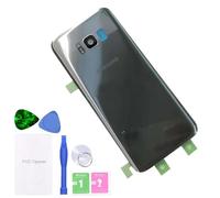 MovTEK Back Glass Replacement Rear Battery Cover Genuine for Samsung Galaxy S8 Plus S8+ G955F with Camera Lens Repair Kit (Artic Silver)