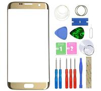 MovTEK Screen Replacement Front Glass Repair Kit Genuine for Samsung Galaxy S7 Edge SM-G935F G935FD 5.5" (No Touch and LCD Display) with Tools - Gold