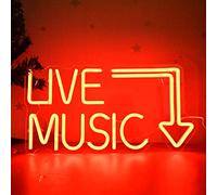 moweek Music Live Led Neon Signs - 43.18 cm x 27.94 cm Acrylic Rectangular Wall Mount Neon Sign for Nightclub, Bar, Music Studio, Bedroom