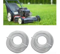 Mower cutting rope with steel trimmer line, 2 pieces of 15m, compatible with various trimmer sizes 2 4mm to 3 5mm, for trimming grass and weeds (3.3 mm)