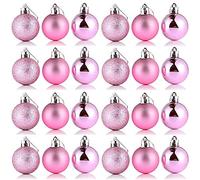 MOWIN Christmas Baubles 30mm Small Christmas Tree Decoration Ornaments 24pcs Shatterproof Hanging Balls Baubles for Xmas Holiday Wedding Party Decorations Home Festival Decors (Pink)