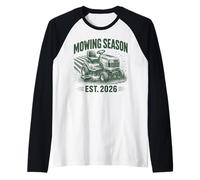 Mowing Season Est 2026 Lawn Tractor Mowing Raglan Baseball Tee