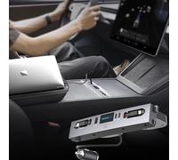 Mowlicas 125W Max Retractable USB Hub, Tesla New Model Y Juniper (2026/2025) Accessories, Super Fast Charger Up 65W for MacBook Pro/Air/iPhone 16/15/Samsung Series, 5 in 1 Docking Station