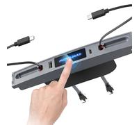 Mowlicas 2 USB-C Touch Hub for Tesla (Silver Gray), Retractable 27W Fast Charger for iPhone 15 is Necessary Model3/Y 2024/2023/2022/2021 Accessories but Not for M3 Highland, Gifts for Tesla Owners