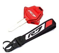 MOWOK CNC Aluminum Motorcycle Key Case Cover Key Shell With Key Chain Keyring Fit For YAMAHA R7 YZF-R7 YZFR7 (Red), Red, 0