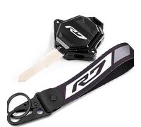 MOWOK CNC Aluminum Motorcycle Key Case Cover Key Shell With Key Chain Keyring Fit For YAMAHA R7 YZF-R7 YZFR7 (Black), Black, 0