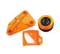 MOWOK Fit Compatible With 890 Adventure R 790 890 ADV Motorcycle Accessories Rear Front Brake Fluid Reservoir Cover Guard(3 pcs-Orange)