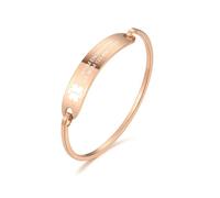 MOWOM Medical Alert Cuff Bangles Bracelet For Women Girls Customized Engraving Stainless Steel Personalized Name ID Identification Allergy Emergency (Rose-Gold Color, 60mm Diameter, 8mm Width)