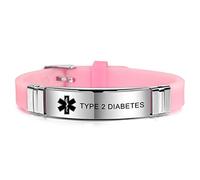 MOWOM Medical Bracelet Custom Engraved Silicone Adjustable Sport ID Identification Alert for Women Kids Stainless Steel - Bundle with Emergency Card, Sleeve (Pink, Addison's Disease)