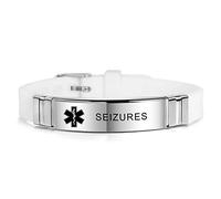 MOWOM Medical Bracelet Custom Engraved Silicone Adjustable Sport ID Identification Alert for Women Kids Stainless Steel - Bundle with Emergency Card, Sleeve (White, Pacemaker)