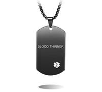 MOWOM Medical Dog Tag Pendant Necklace Custom Engraved Alert for Men Women Stainless Steel - Bundle with 5 Items: Emergency Card, Sleeve, 2 Chains, Silencer (Black DNR(Do Not Resuscitate))