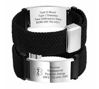 MOWOM Medical Personalized Medical Alert Bracelets for Men Women Stainless Steel ID Replacement Tag Nylon Elastic Strap Custom Emergency Survival Medic Bracelet for Allergy Seizure Diabetic Autism #1