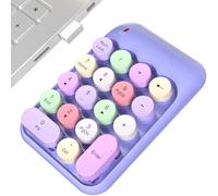MOWUX Wireless Number Pads, Cute Colorful Numeric Keypad Numpad Portable 2.4 GHz Financial Accounting Number Keyboard Extensions, 10 Key Number Numpad for Laptop Desktop, PC (Purple Colorful)