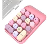 MOWUX Wireless Number Pads, Cute Colorful Numeric Keypad Numpad Portable 2.4 GHz Financial Accounting Number Keyboard Extensions, 10 Key Number Numpad for Laptop Desktop, PC (Pink)