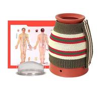 Moxa Heat Pack, Ceramic Double-Layer Moxa Box with Cover, Filter & Acupuncture Point Map, Scald-Proof Body Gua Sha Tool, Massage Tools for Moxibustion, Scraping, Hot Compress