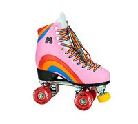 Moxi Rainbow Rider Beginner Quad Roller Skates - Recreational Outdoor High Top Roller Skates in Multiple Colours for All Ages (Pink Heart, UK 4)