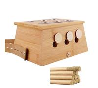 moxibustion Box, Solid Wood Massager, with Moxa Stick Portable Household Whole Body Universal Ai Zhu Remove(6 Holes,Bamboo)