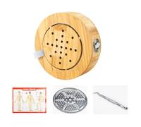 moxibustion Box, Solid Wood Set Chair with Heat-Resistant Tray, Smokeless Moxa Cone for Meditation, Yoga, Relax Cushion(Small)