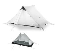 MOXIHIKE 3FULGEAR Lanshan 2 Tent 2 Person Ultralight Camping Tent, 3/4 Season Professional 15D Silnylon Rodless Tent for Camping, Climbing, Hiking (Grey 3 Season)