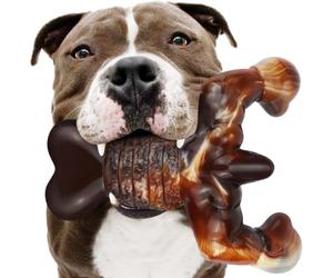MOXIKIA Dog Chew Toys for Aggressive Chewers-Indestructible Dog Toys Real Bacon Flavored,for More Than 40 Pounds Medium & Large Breed,Tough Nylon Durable Toys for Training and Cleaning Teeth