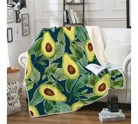 MOXINO 3D Avocado Throw Blanket 150x200 cm Super Soft Plush Microfiber Fleece Cosy Warm Avocado Sherpa Blanket for Bed Sofa Couch Bedroom Decorative（Pattern 1-15）