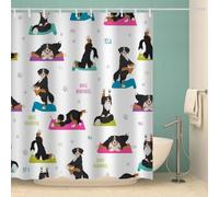 MOXINO 3D Bernese Mountain Dog Printed Shower Curtain Mould Proof 180x180 cm 100% Polyester Fabric Mildew Resistant Yoga Dog Bathroom Curtains Waterproof Washable with 12 Hooks（XX 39-4）