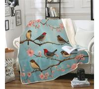 MOXINO 3D Bird Throw Blanket 130x150 cm Super Soft Plush Microfiber Fleece Cosy Warm Retro Floral Sherpa Blanket for Bed Sofa Couch Bedroom Decorative（Pattern 10-15）