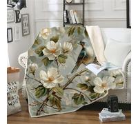 MOXINO 3D Bird Throw Blanket 150x200 cm Super Soft Plush Microfiber Fleece Cosy Warm Retro Floral Sherpa Blanket for Bed Sofa Couch Bedroom Decorative（Pattern 21-15）