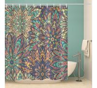 MOXINO 3D Boho Printed Shower Curtain Mould Proof 120x180 cm 100% Polyester Fabric Mildew Resistant Mandala Bathroom Curtains Waterproof Washable with 12 Hooks（Pattern 75-7）