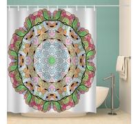 MOXINO 3D Boho Printed Shower Curtain Mould Proof 180x180 cm 100% Polyester Fabric Mildew Resistant Mandala Bathroom Curtains Waterproof Washable with 12 Hooks（Pattern 79-5）