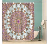 MOXINO 3D Boho Printed Shower Curtain Mould Proof 180x180 cm 100% Polyester Fabric Mildew Resistant Mandala Bathroom Curtains Waterproof Washable with 12 Hooks（Pattern 84-2）