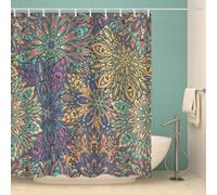 MOXINO 3D Boho Printed Shower Curtain Mould Proof 180x200 cm 100% Polyester Fabric Mildew Resistant Mandala Bathroom Curtains Waterproof Washable with 12 Hooks（Pattern 89-18）