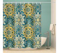 MOXINO 3D Boho Printed Shower Curtain Mould Proof 180x200 cm 100% Polyester Fabric Mildew Resistant Mandala Bathroom Curtains Waterproof Washable with 12 Hooks（Pattern 89-17）