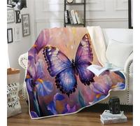 MOXINO 3D Butterfly Throw Blanket 150x200 cm Super Soft Plush Microfiber Fleece Cosy Warm Flowers Aesthetics Sherpa Blanket for Bed Sofa Couch Bedroom Decorative（Pattern 1-20）
