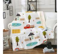 MOXINO 3D Cartoon Car Throw Blanket 130x150 cm Super Soft Plush Microfiber Fleece Cosy Warm Mushroom Sherpa Blanket for Bed Sofa Couch Bedroom Decorative（Pattern 88-8）