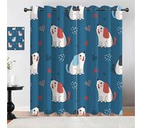 MOXINO 3D Cartoon Dog Blackout Curtains 2 Panels 29.5" W x 65.4" Drape Eyelet Thermal Insulated Polyester Fabric Window Drapes Cartoon Dog Curtains for bedroom Living Room（pattern 142-5）